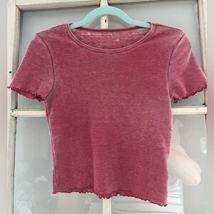 American Eagle (S) waffle crop top, bleached red !